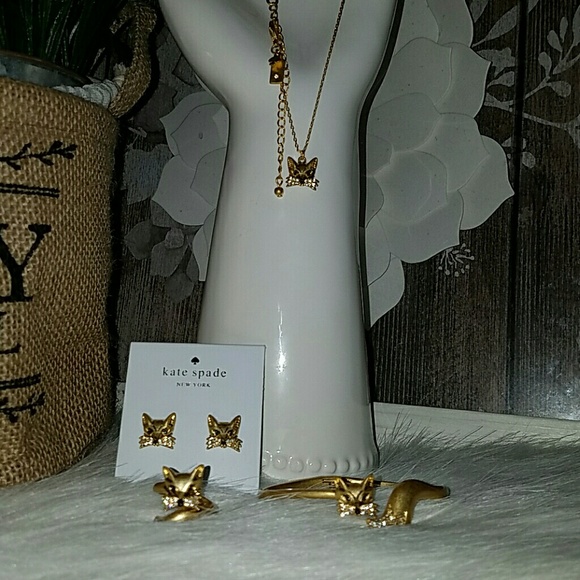 Kate spade fox collection set of 4 earrings ring - Picture 3 of 3